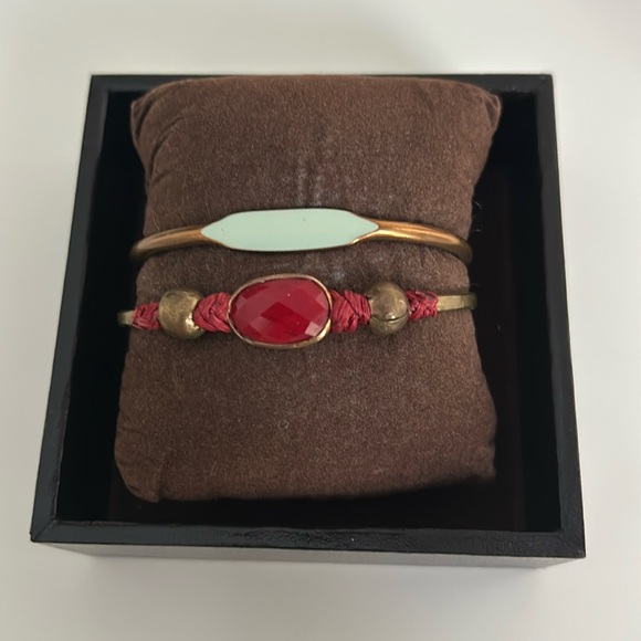 Anthropologie Jewelry - Anthropologie Red and Mint Green Bangle Bracelets